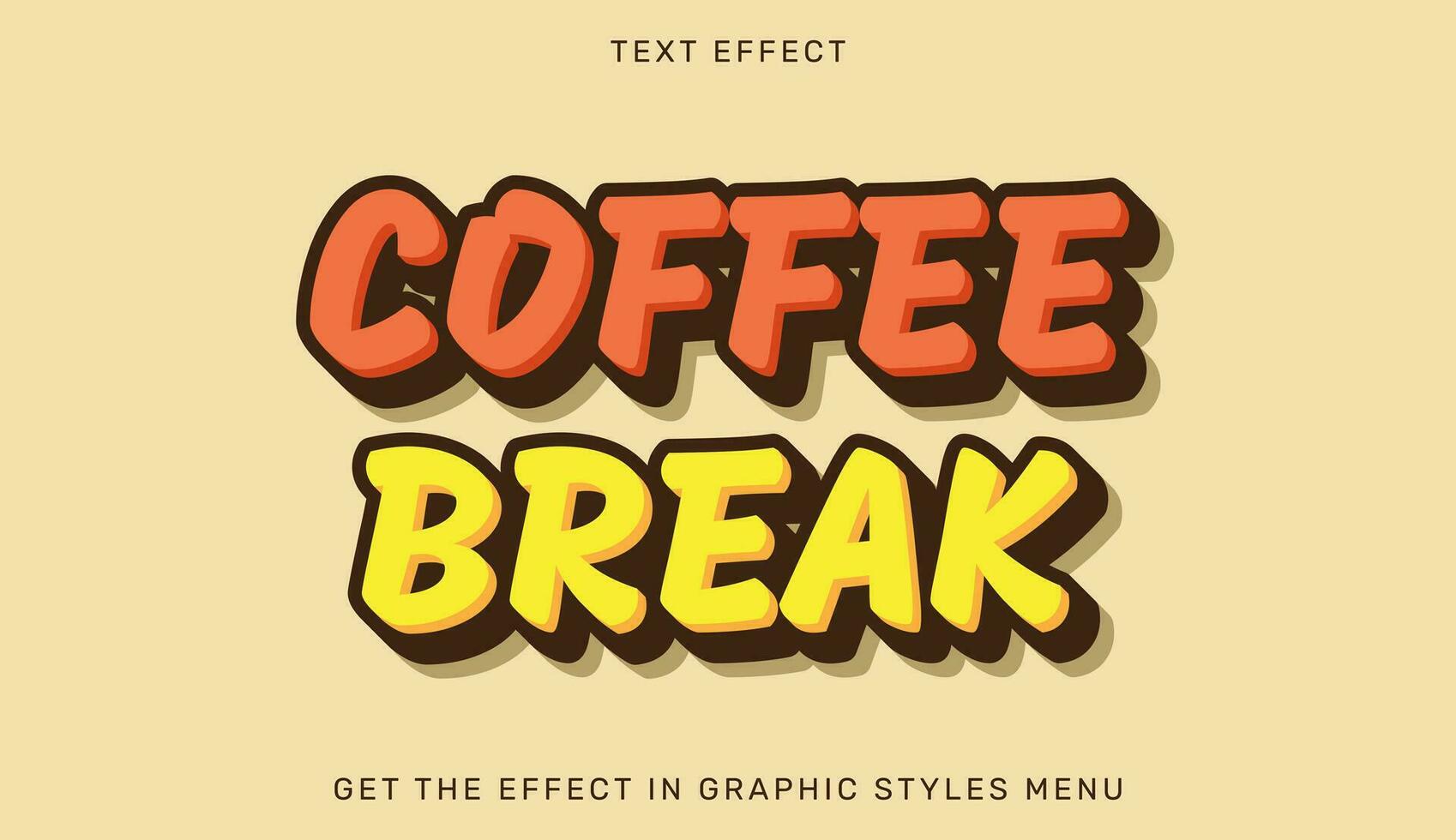 Kaffee brechen editierbar Text bewirken im 3d Stil. Text Emblem zum Werbung, Marke, Geschäft Logo vektor