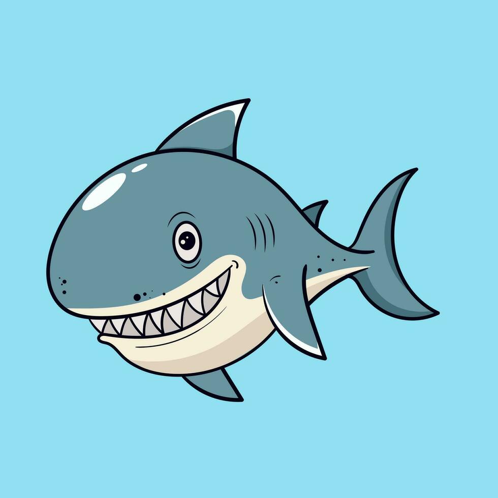 Karikatur Hai wie Meer Tier schwebend unter Wasser mit Wasser Brunnen Schlag Vektor Illustration im eben Stil Grafik zum Valentinsgrüße Tag Karten, Baby Dusche Design und Bildung Kinder