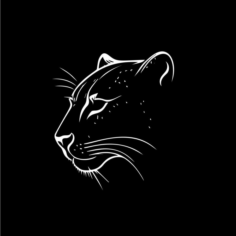 Panther Kopf dotwork tätowieren mit Punkte Schattierung, Trinkgeld Tätowierung. Hand Zeichnung wild Tier Emblem auf schwarz Hintergrund zum Körper Kunst, minimalistisch skizzieren einfarbig Logo. Vektor Illustration