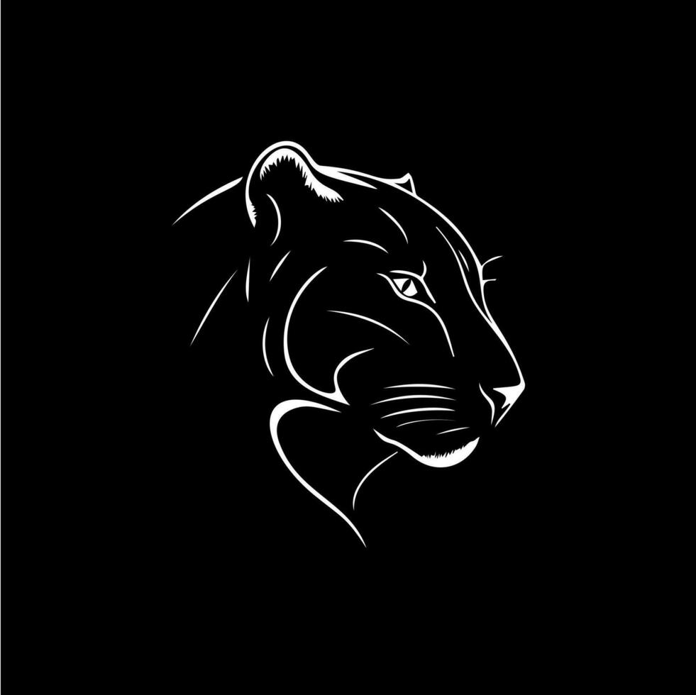 Panther Kopf dotwork tätowieren mit Punkte Schattierung, Trinkgeld Tätowierung. Hand Zeichnung wild Tier Emblem auf schwarz Hintergrund zum Körper Kunst, minimalistisch skizzieren einfarbig Logo. Vektor Illustration