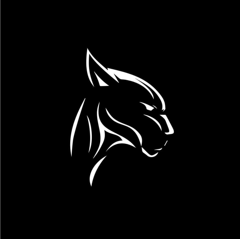 Panther Kopf dotwork tätowieren mit Punkte Schattierung, Trinkgeld Tätowierung. Hand Zeichnung wild Tier Emblem auf schwarz Hintergrund zum Körper Kunst, minimalistisch skizzieren einfarbig Logo. Vektor Illustration