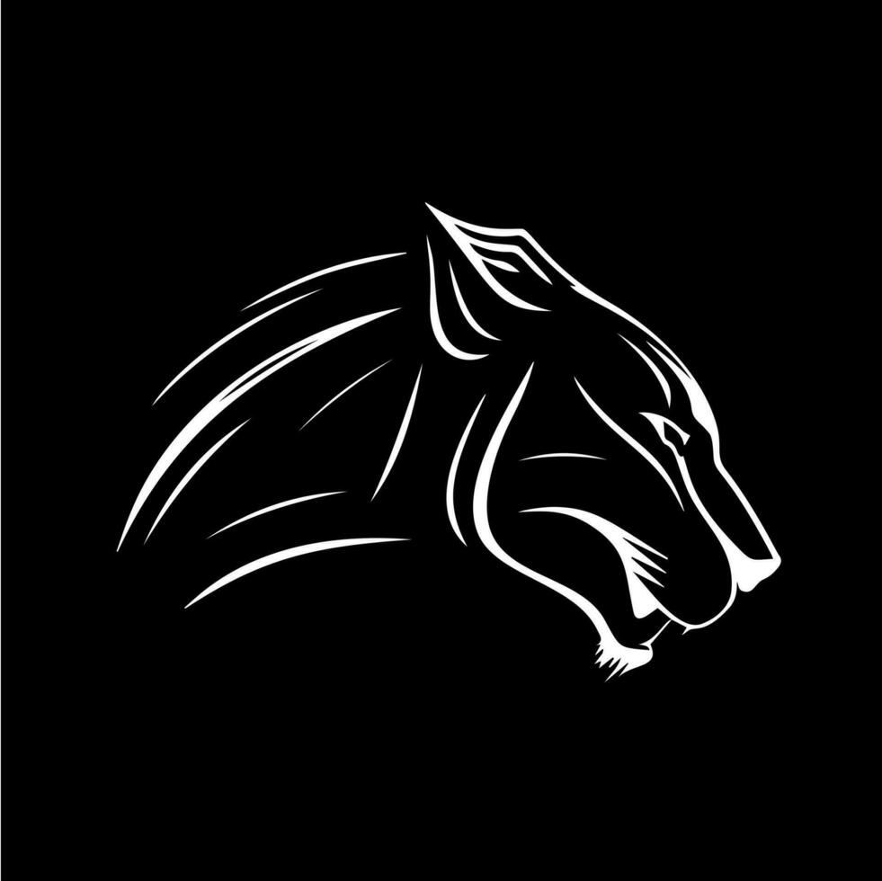 Panther Kopf dotwork tätowieren mit Punkte Schattierung, Trinkgeld Tätowierung. Hand Zeichnung wild Tier Emblem auf schwarz Hintergrund zum Körper Kunst, minimalistisch skizzieren einfarbig Logo. Vektor Illustration