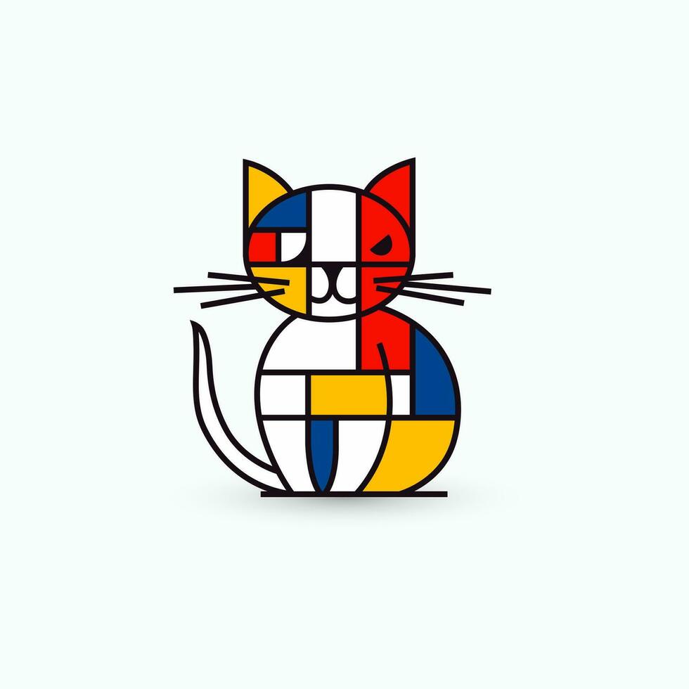 abstrakt katt maskot samling - geometrisk stil logotyp för konst och varumärke. vektor logotyp.