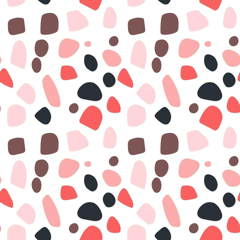 abstrakt sömlös mönster med svart och rosa fläckar. vektor klotter illustration på vit bakgrund. fläckar för tyger, textilier, och ect.