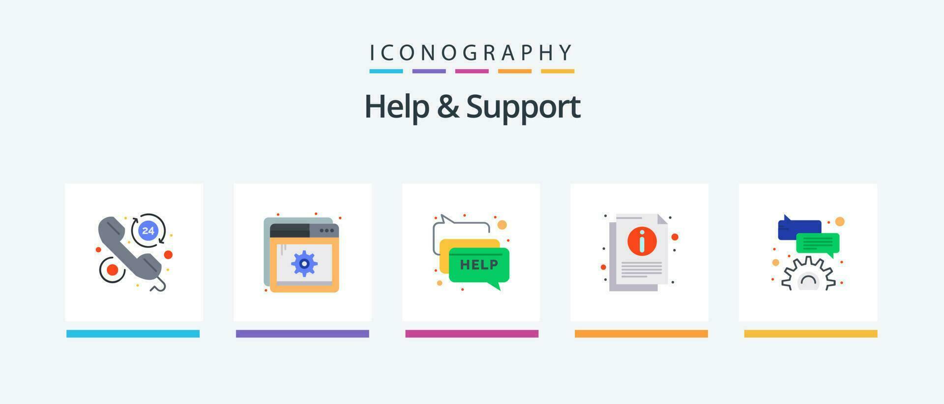 hjälp och Stöd platt 5 ikon packa Inklusive bubbla. ark. miljö. information. meddelande. kreativ ikoner design vektor