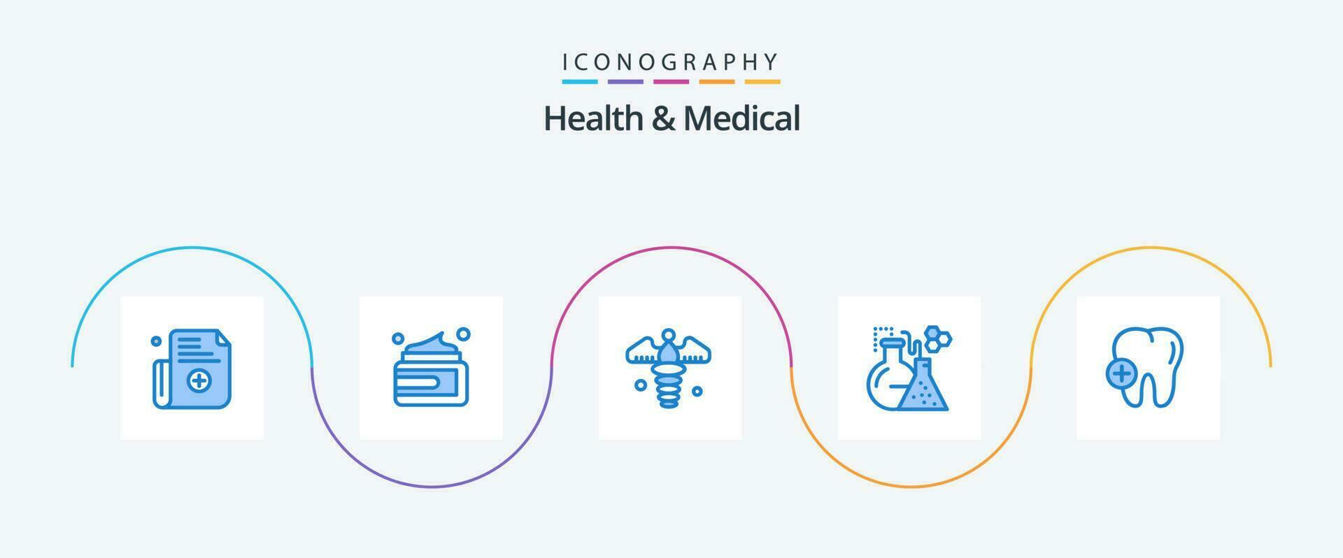 Gesundheit und medizinisch Blau 5 Symbol Pack einschließlich Zahn. Krankenhaus. medizinisch. Rohr. Labor vektor