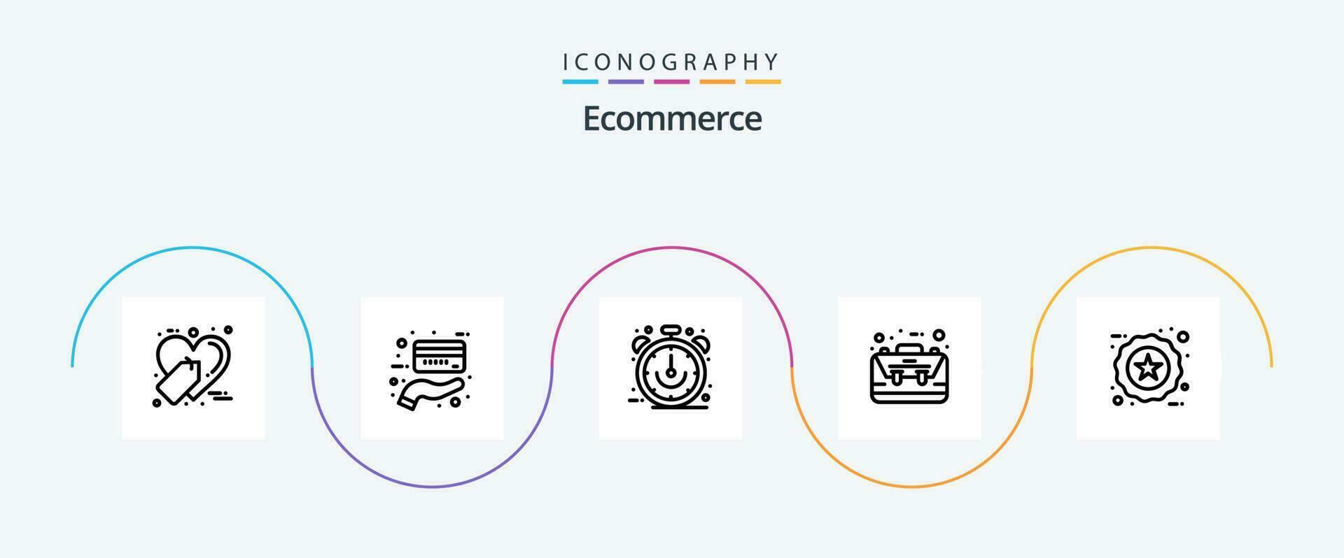 E-Commerce Linie 5 Symbol Pack einschließlich Abzeichen. Fall. E-Commerce. Geschäft. Tasche vektor
