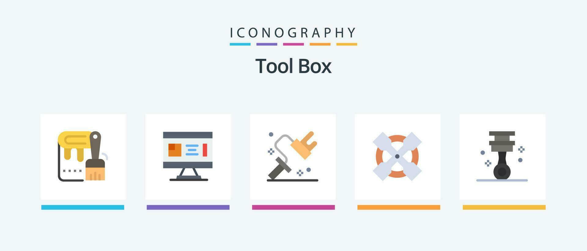 verktyg platt 5 ikon packa Inklusive garage. rycka. planera. verktyg. verktyg. kreativ ikoner design vektor