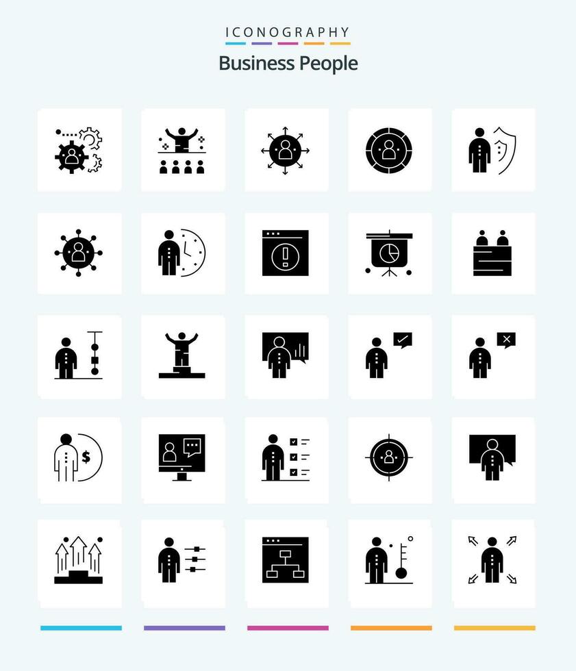 kreativ Geschäft Menschen 25 Glyphe solide schwarz Symbol Pack eine solche wie Effizienz. Diagramm. Motivation. Gelegenheit. Mitarbeiter vektor