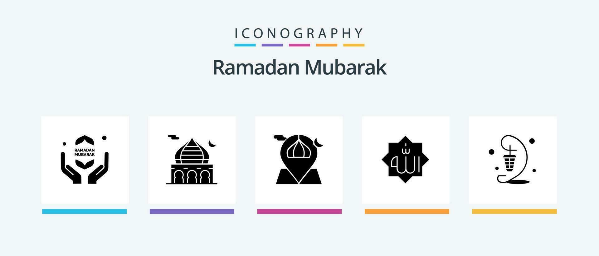 Ramadan Glyphe 5 Symbol Pack einschließlich Gott. Islam. beten. Allah. Masjid. kreativ Symbole Design vektor