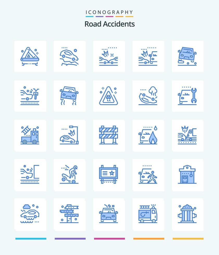 kreativ Straße Unfälle 25 Blau Symbol Pack eine solche wie Verkehr. überholen. Wagen. zerkleinern. Auto vektor