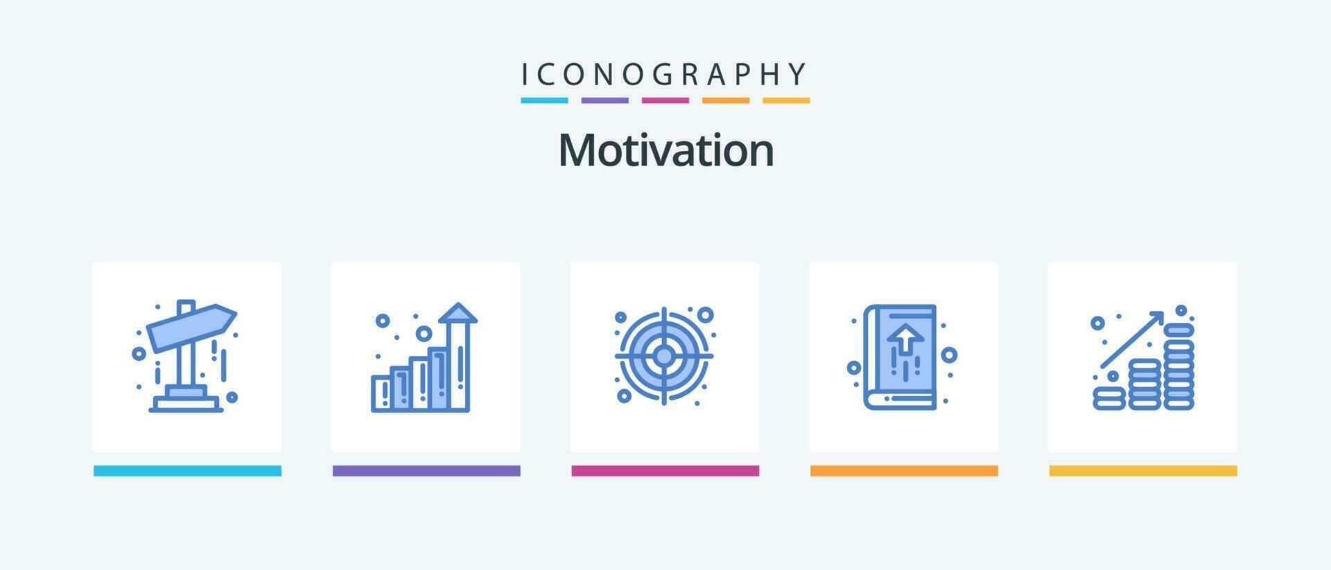 motivering blå 5 ikon packa Inklusive finansiera. mynt. mål. anteckningsbok. företag. kreativ ikoner design vektor