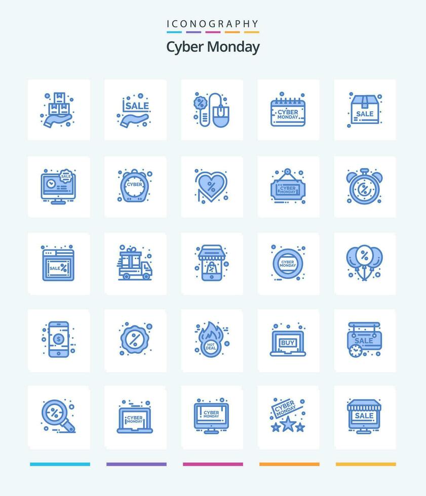 kreativ Cyber Montag 25 Blau Symbol Pack eine solche wie Montag. Cyber. Beförderung Verkauf. Kalender. Maus vektor