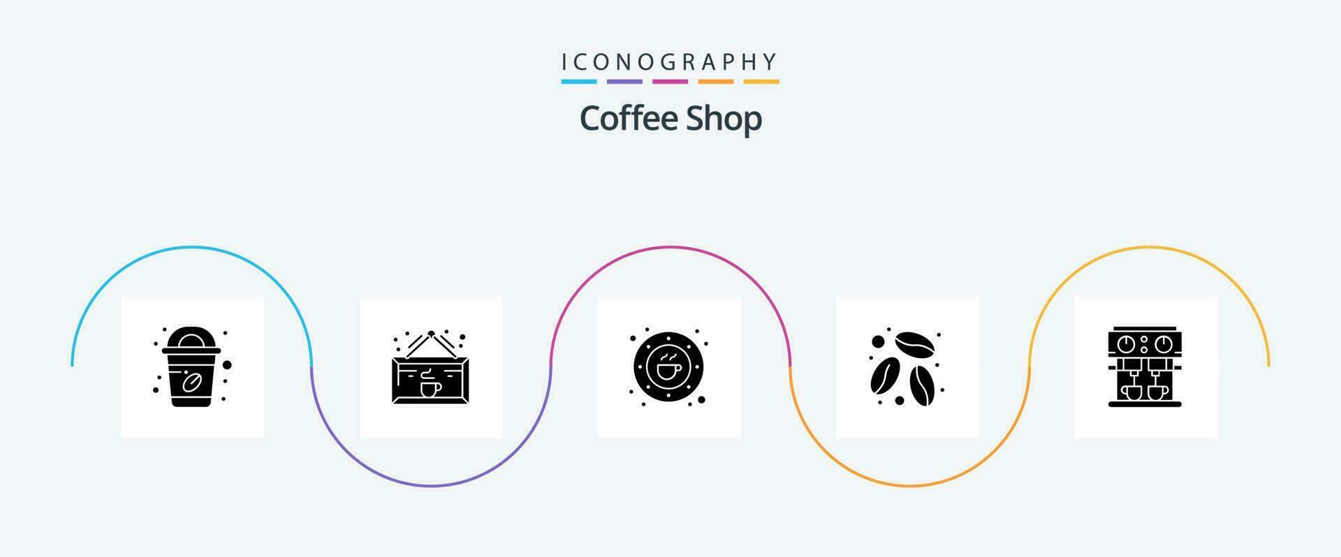 Kaffee Geschäft Glyphe 5 Symbol Pack einschließlich Küche. Kaffee Bohne. Bohne. Kaffee. Teller vektor