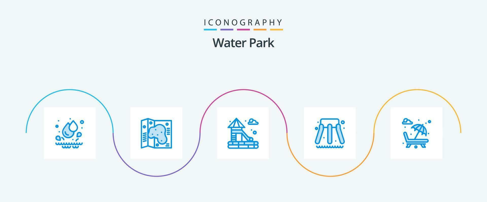 Wasser Park Blau 5 Symbol Pack einschließlich . Wasser. Valentinsgrüße Tag. Park vektor