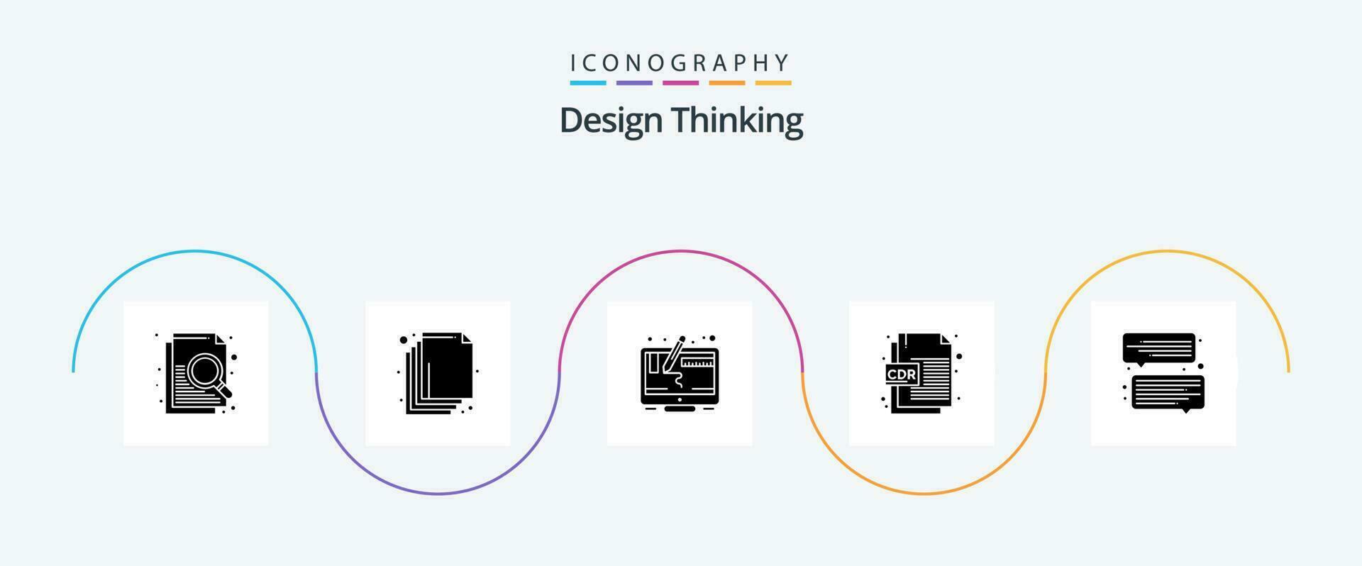 Design Denken Glyphe 5 Symbol Pack einschließlich . Kommunikation. Grafik. Plaudern. Korel vektor