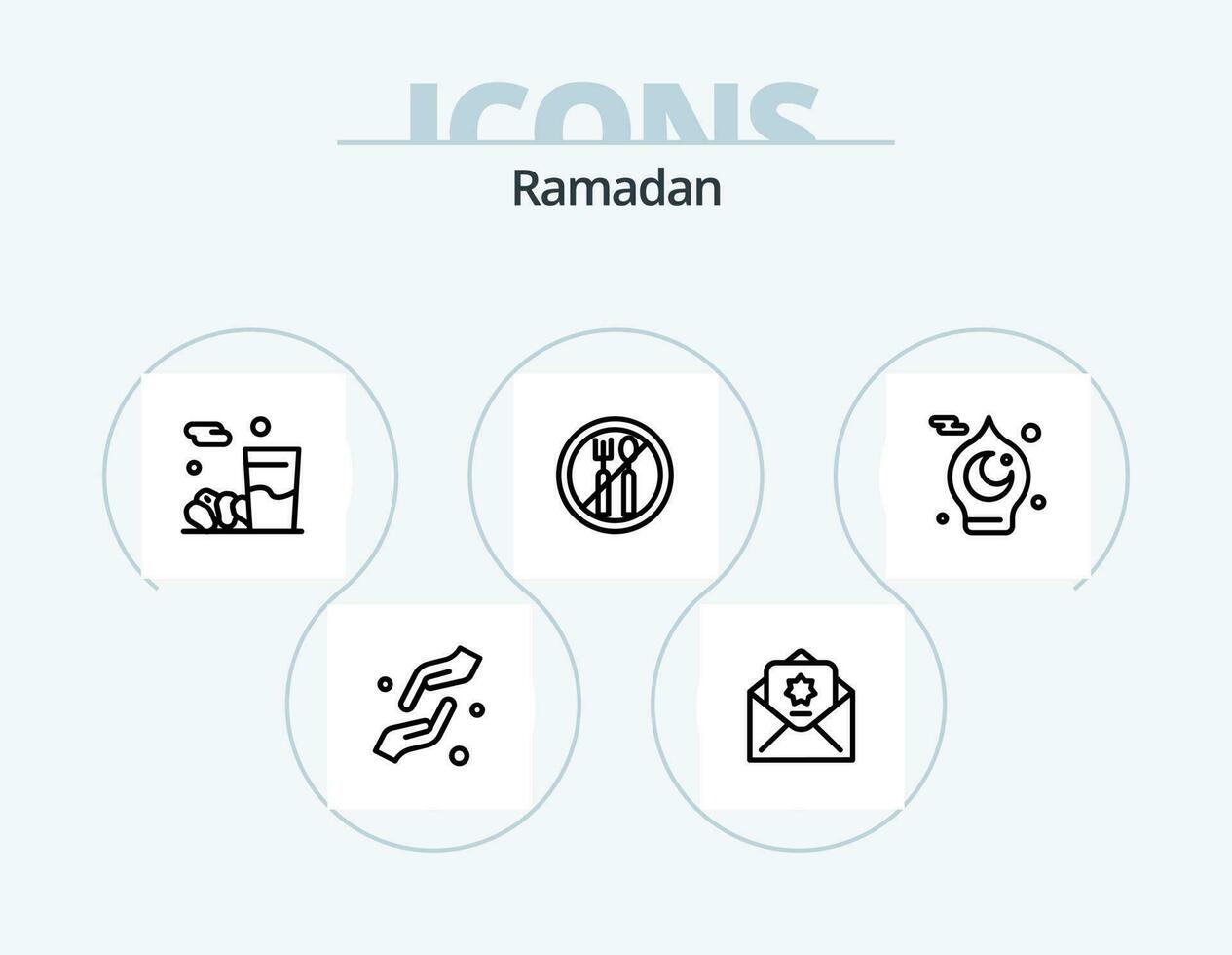 ramadan linje ikon packa 5 ikon design. antik. muslim. muslim. moskén. islamic vektor