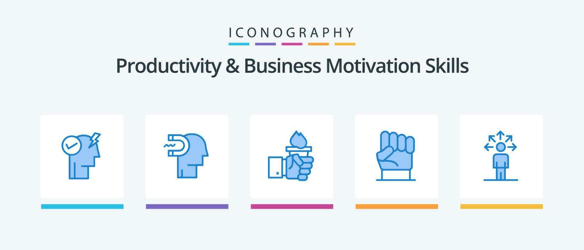 produktivitet och företag motivering Kompetens blå 5 ikon packa Inklusive kraft. hand. leda. frihet. ledarskap. kreativ ikoner design vektor