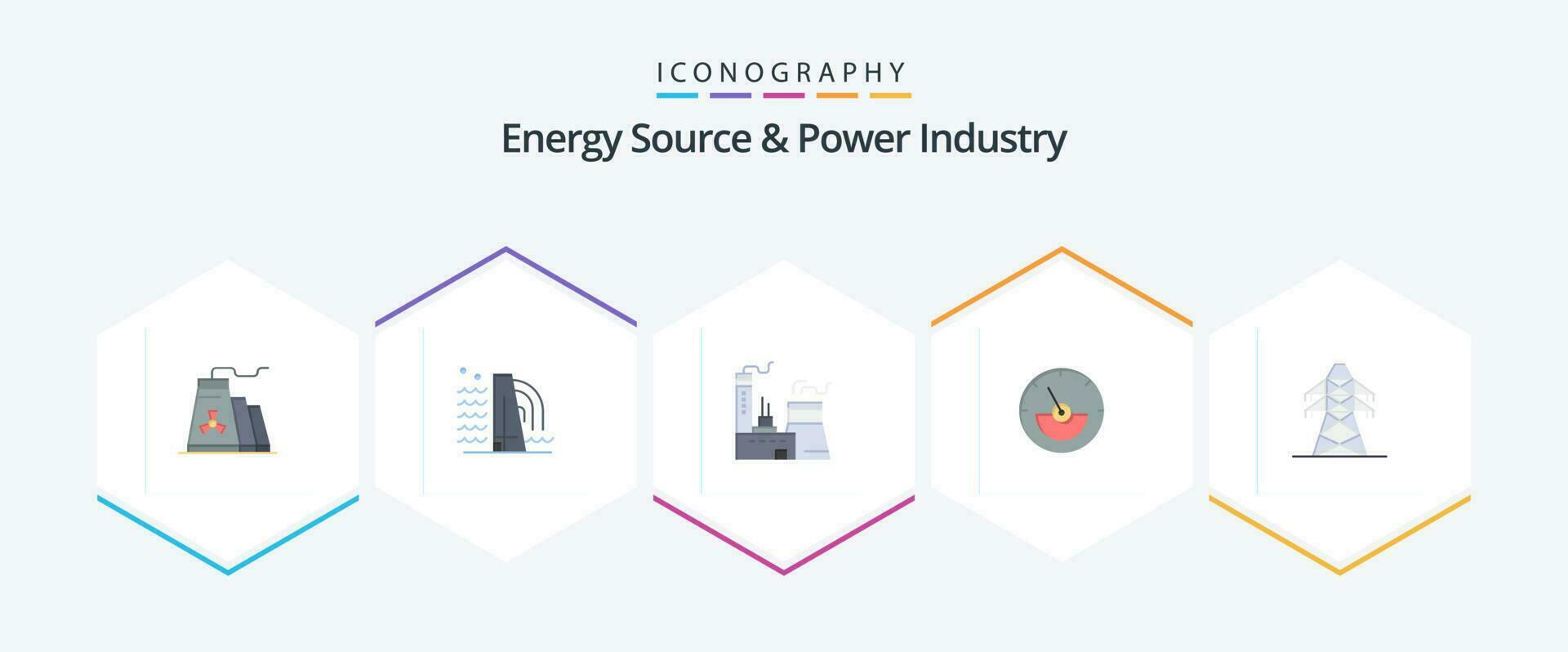 energi källa och kraft industri 25 platt ikon packa Inklusive . elektrisk. vektor