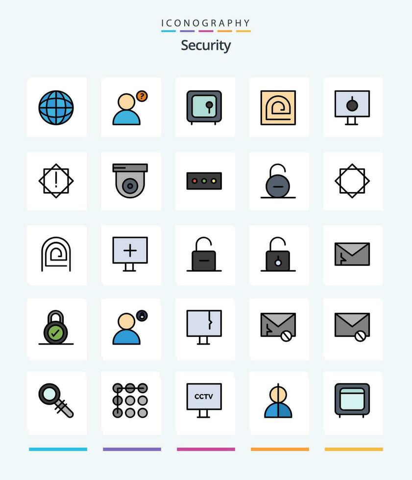 kreativ säkerhet 25 linje fylld ikon packa sådan som Lösenord. låsa. pengar. läsare. fingeravtryck vektor