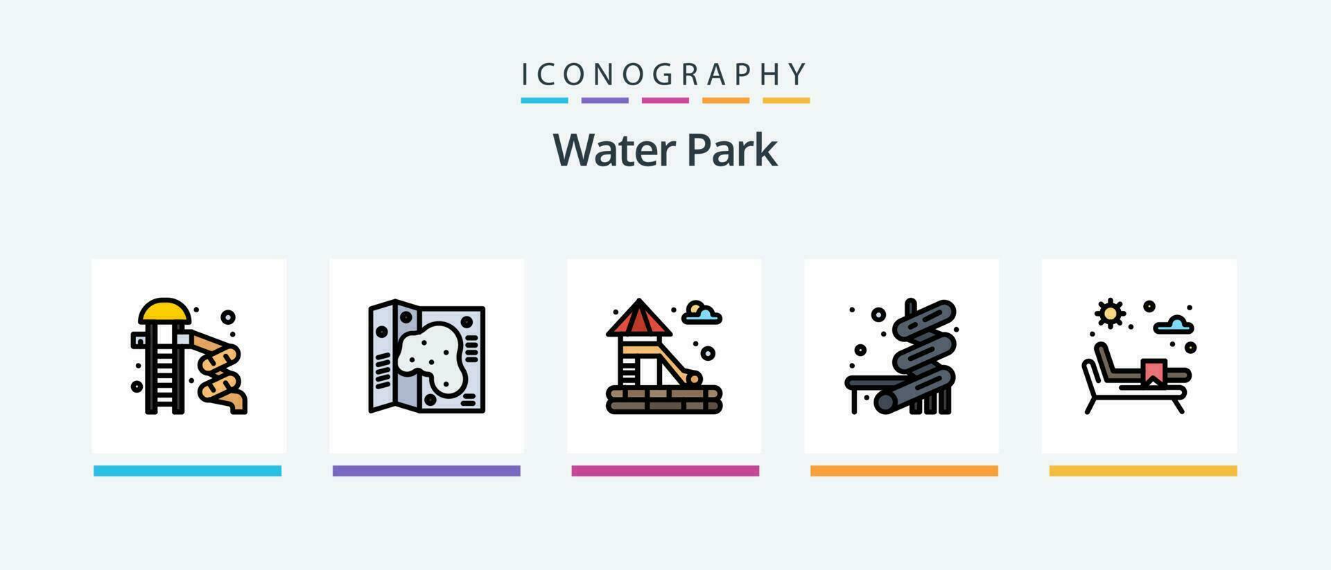 vatten parkera linje fylld 5 ikon packa Inklusive . parkera. livräddare. mat stå. vatten. kreativ ikoner design vektor
