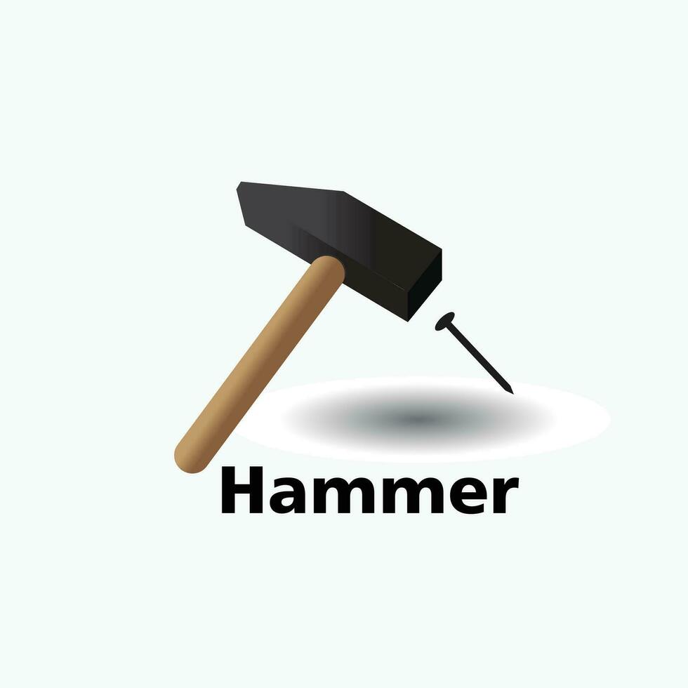 Vektor Illustration von Hammer mit einer fein Nagel Auge benutzt zum Aufkleber Emblem Etikette