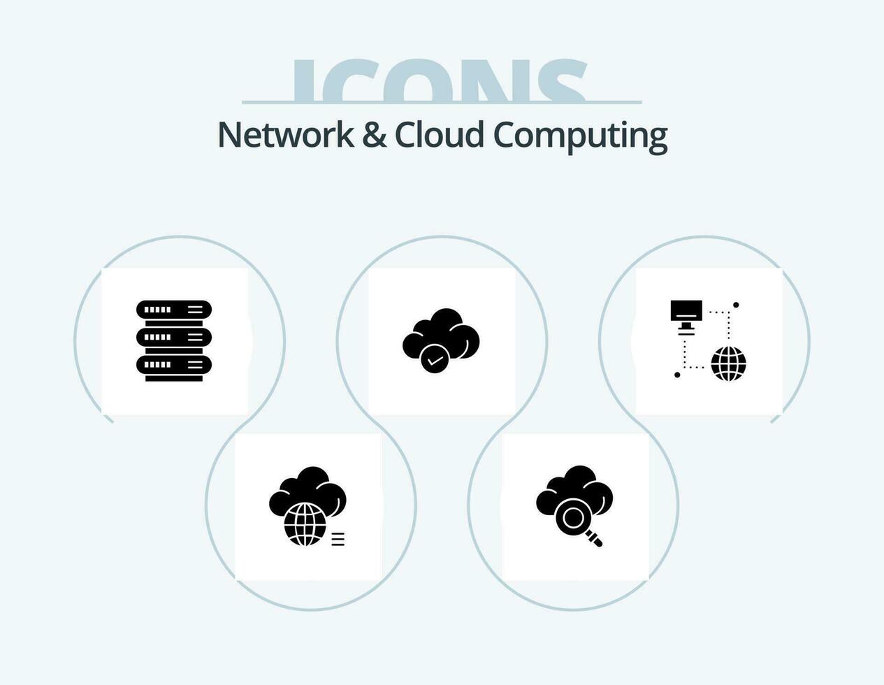 Netzwerk und Wolke Computing Glyphe Symbol Pack 5 Symbol Design. Technologie. Technologie. Rechnen. Lagerung. Wolke vektor