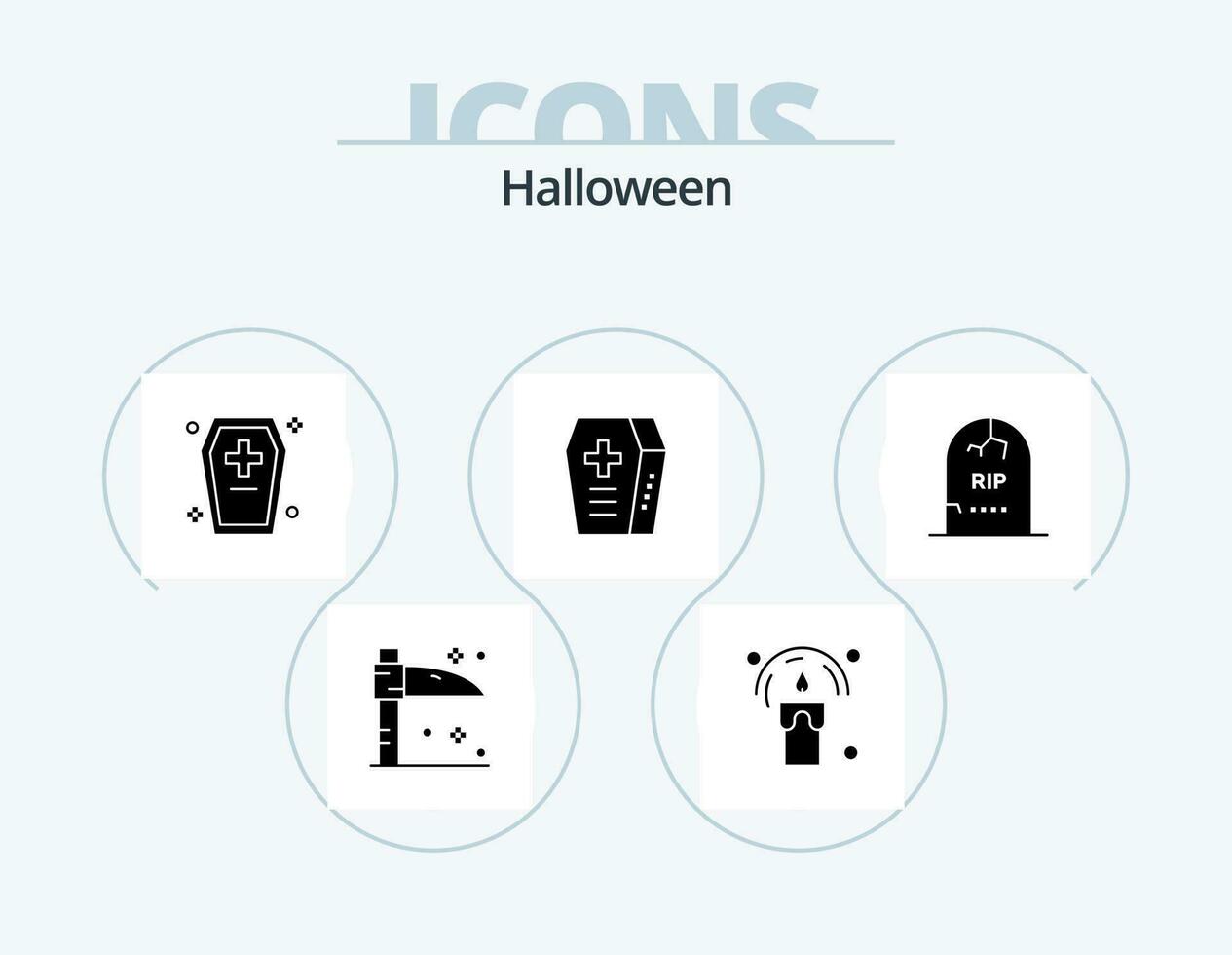 halloween glyf ikon packa 5 ikon design. gravsten. död. Kista. Semester. Kista vektor