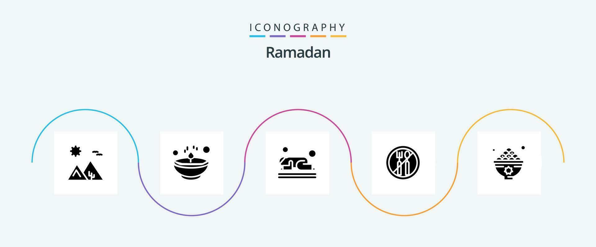 Ramadan Glyphe 5 Symbol Pack einschließlich Ramadan. namaz . Diwali . Muslim . vektor