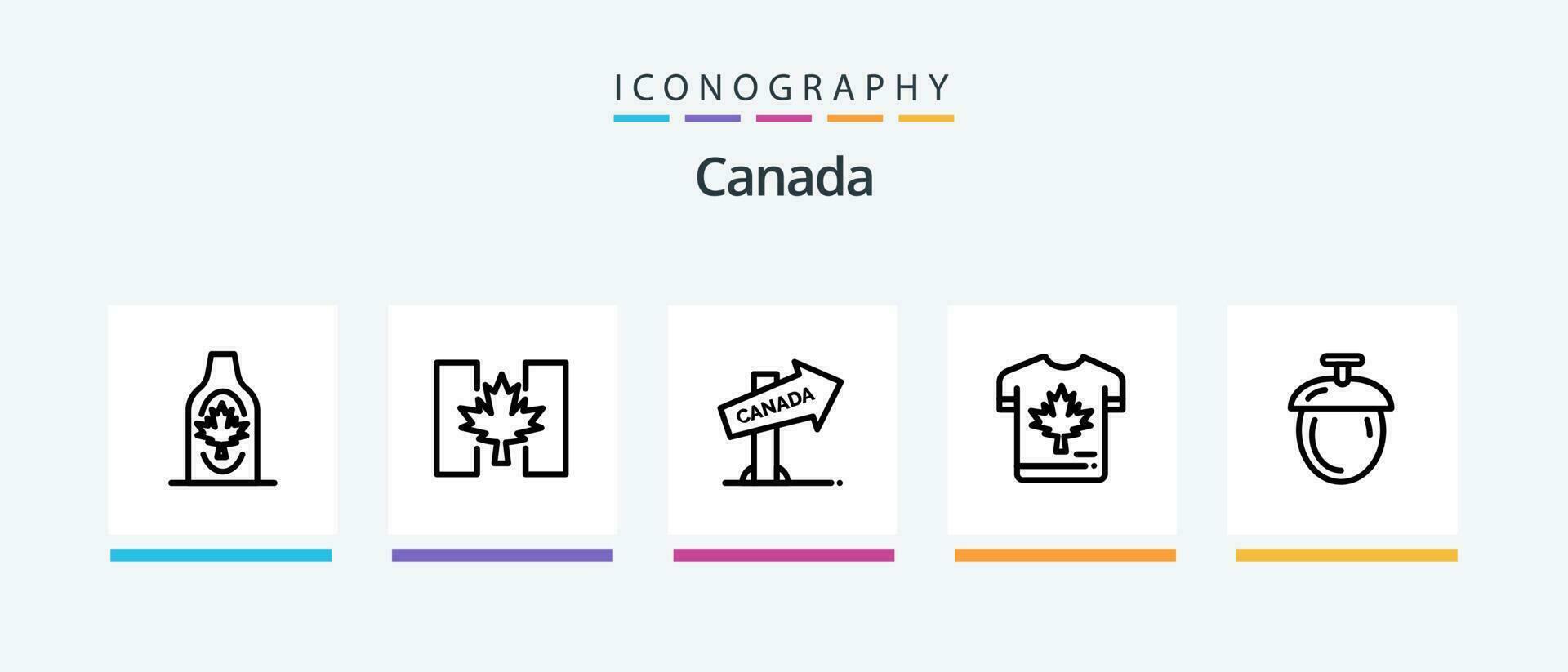 kanada linje 5 ikon packa Inklusive Utrustning. skålar. skog. blad. höst. kreativ ikoner design vektor