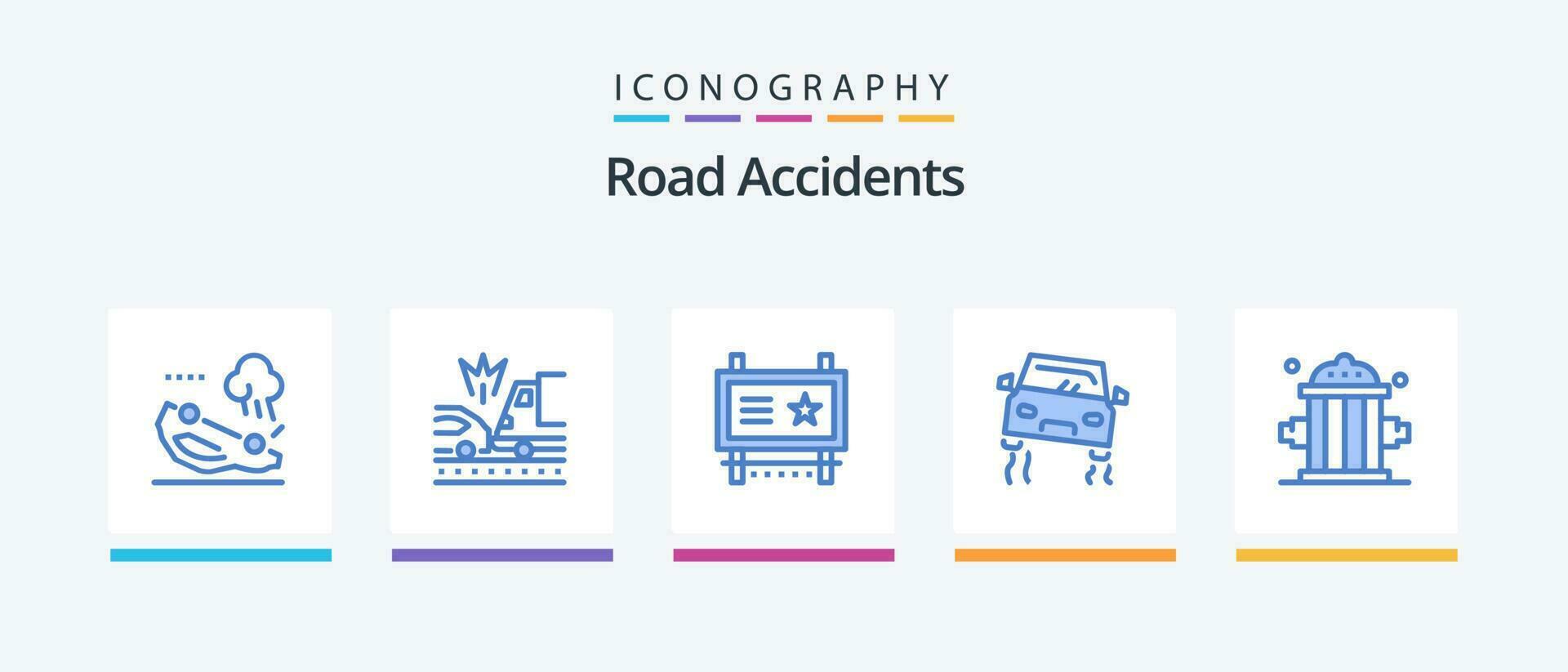 väg olyckor blå 5 ikon packa Inklusive brandman. väg. ad styrelse. bil. väg reklam. kreativ ikoner design vektor