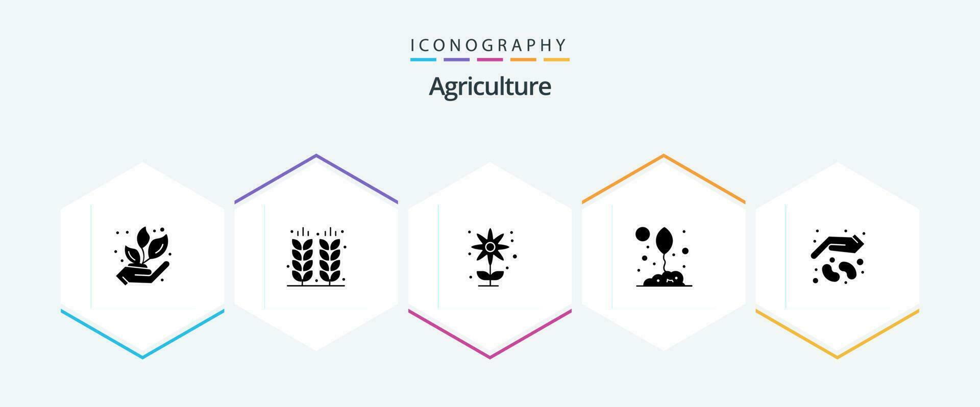 Landwirtschaft 25 Glyphe Symbol Pack einschließlich Natur. Umfeld. Getreide. Öko. Garten vektor