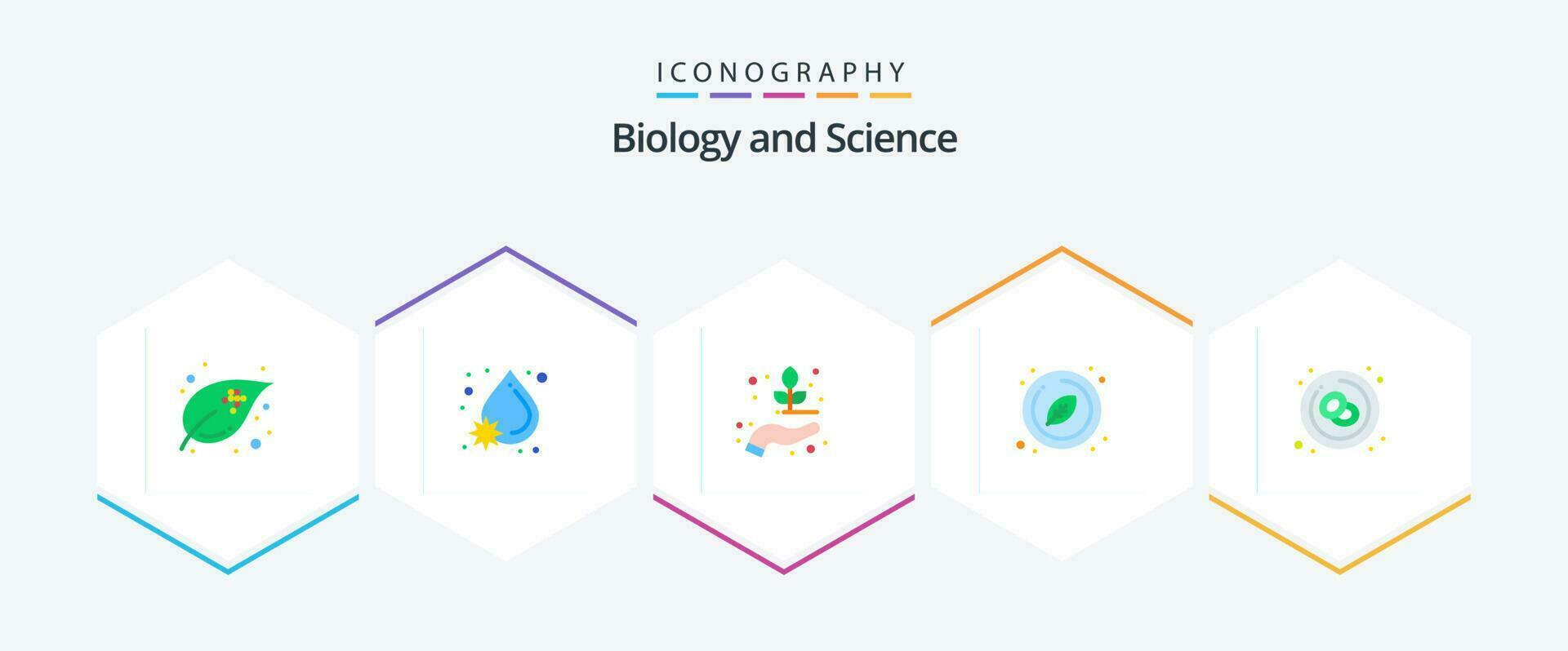 Biologie 25 eben Symbol Pack einschließlich Krebs. organisch. Hand. natürlich. Kreis vektor