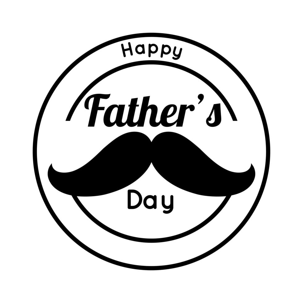 lycklig fars dag säl med mustasch linje stil vektor