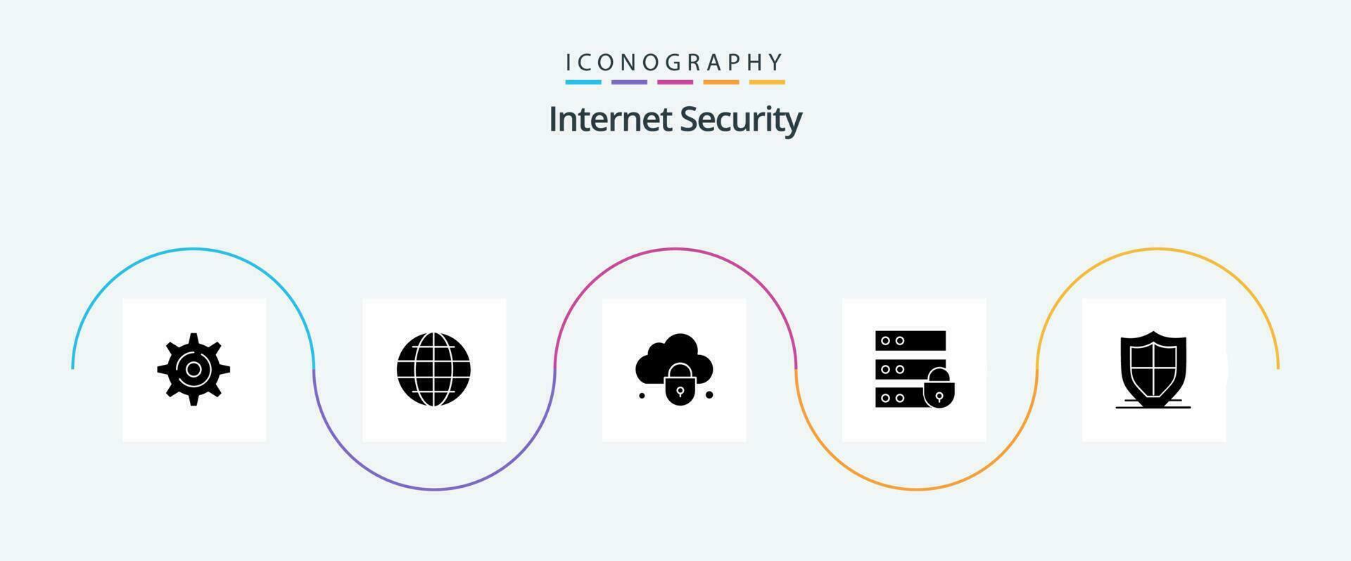 Internet Sicherheit Glyphe 5 Symbol Pack einschließlich Sicherheit. Internet. Wolke. Taste. elektronisch vektor