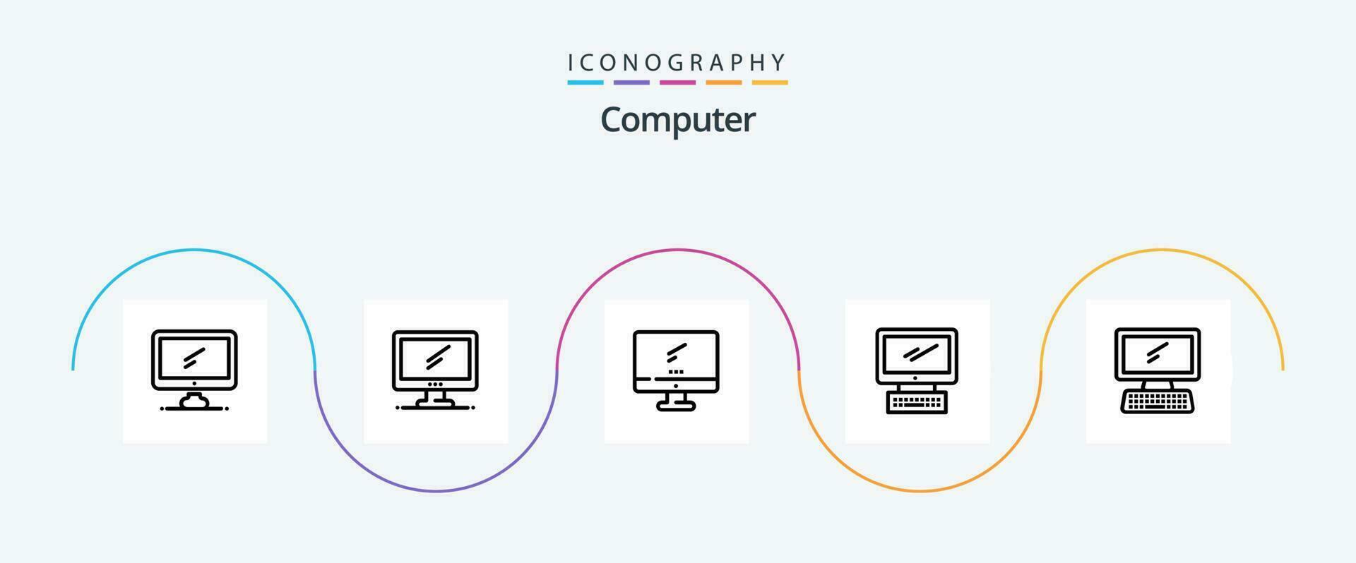 Computer Linie 5 Symbol Pack einschließlich . Klaviatur. vektor