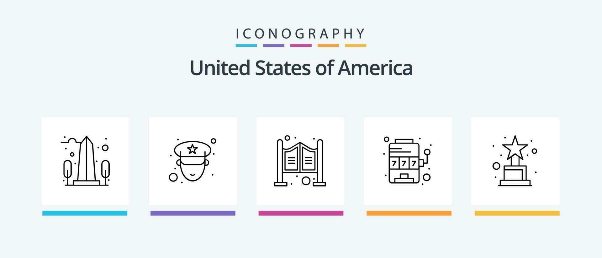 USA linje 5 ikon packa Inklusive fladdermus. cola. is hockey. soda. öl. kreativ ikoner design vektor