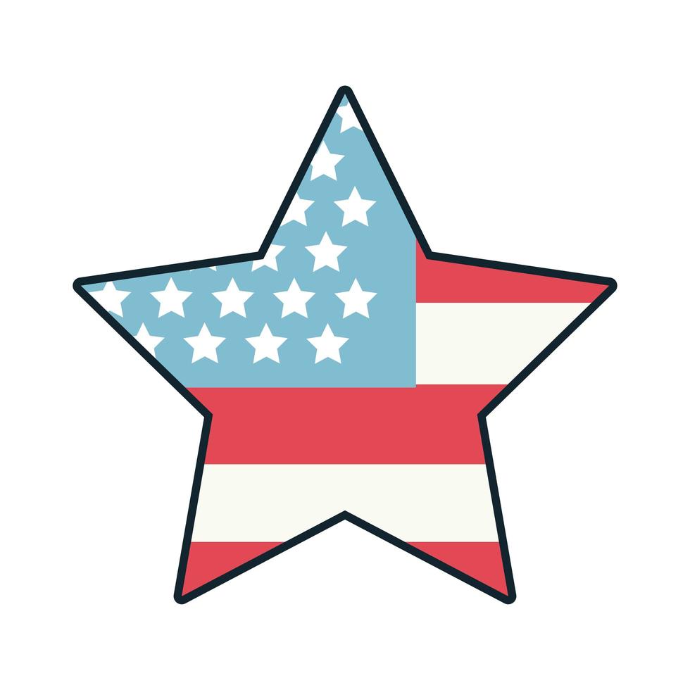 Stern mit USA-Flaggenlinie und Füllstilsymbol vektor