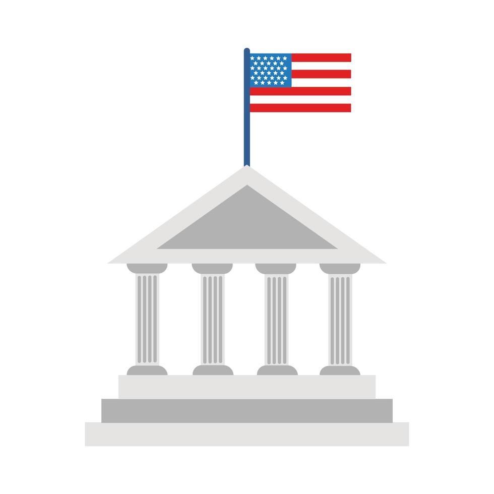 Säulenbau USA Flagge flacher Stil vektor