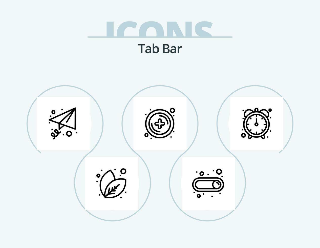 Tab Bar Linie Symbol Pack 5 Symbol Design. . Spieler. schalten. Film. die Einstellungen vektor