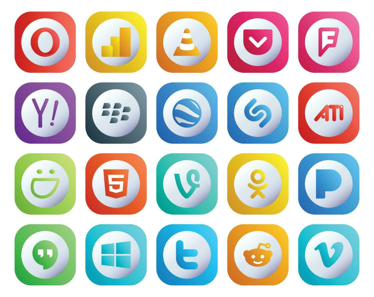20 Sozial Medien Symbol Pack einschließlich Pandora Ranke Suche html ati vektor