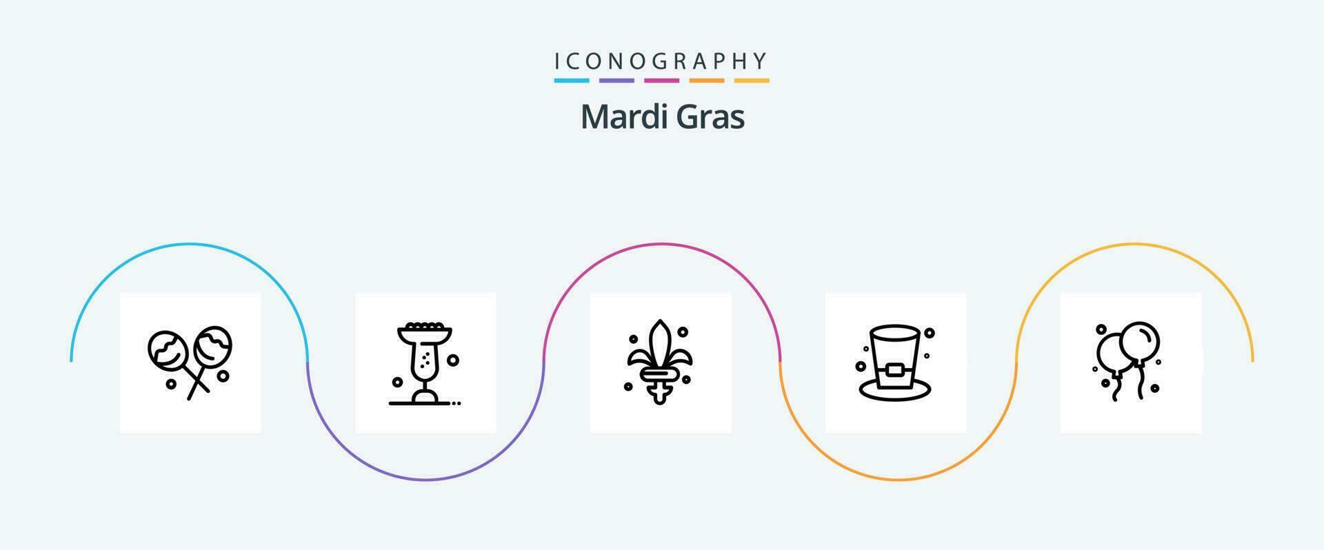 mardi gras linje 5 ikon packa Inklusive irland. bloon. svärd. öl. dryck vektor