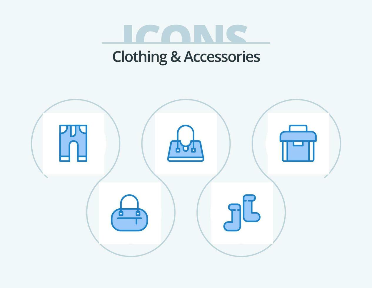 Kläder och Tillbehör blå ikon packa 5 ikon design. . . väska. resväska. företag vektor