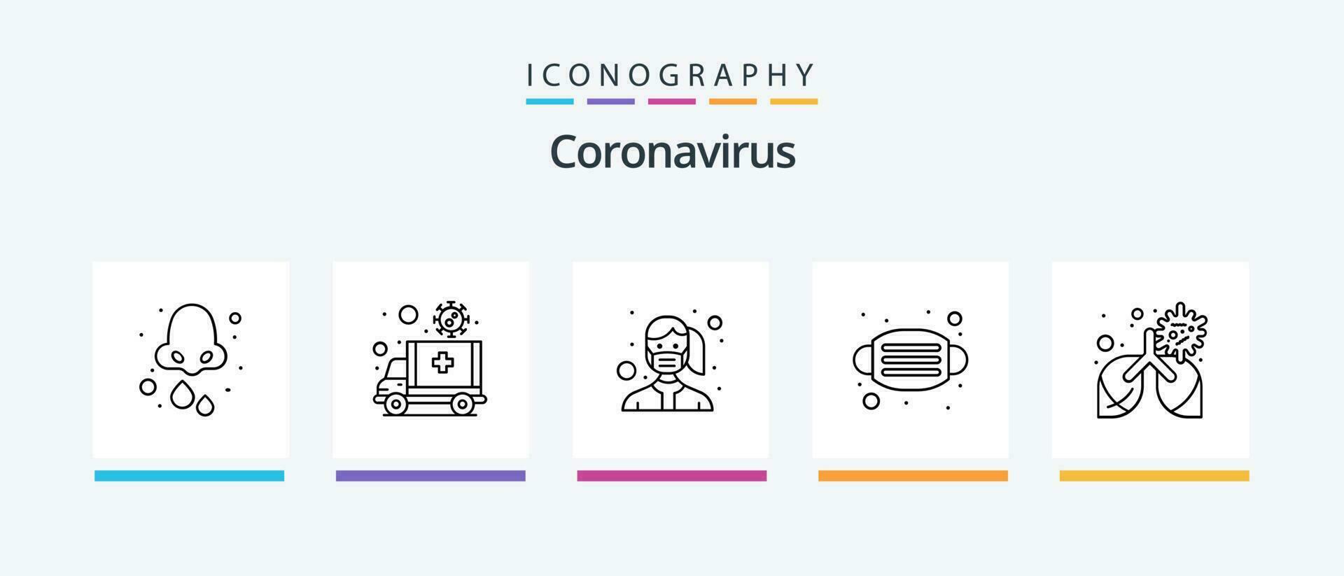 coronavirus linje 5 ikon packa Inklusive tvätta. händer. överföra. rena. medicinsk. kreativ ikoner design vektor