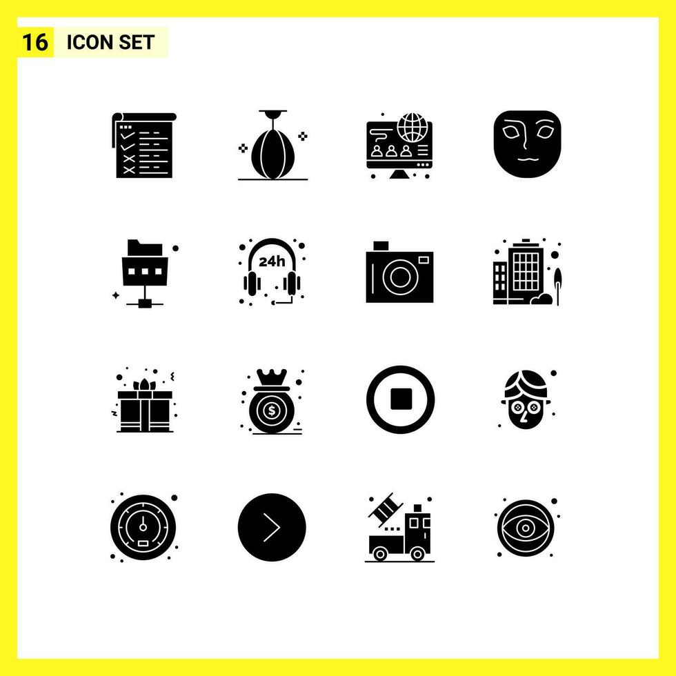 16 kreativ Symbole modern Zeichen und Symbole von Mappe Netzwerk Sport nachdenklich Emotion editierbar Vektor Design Elemente
