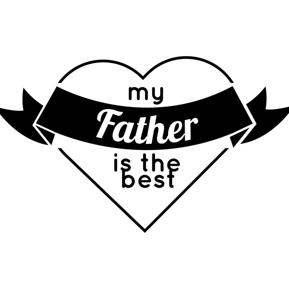 Happy Fathers Day Seal mit Herzlinienstil line vektor