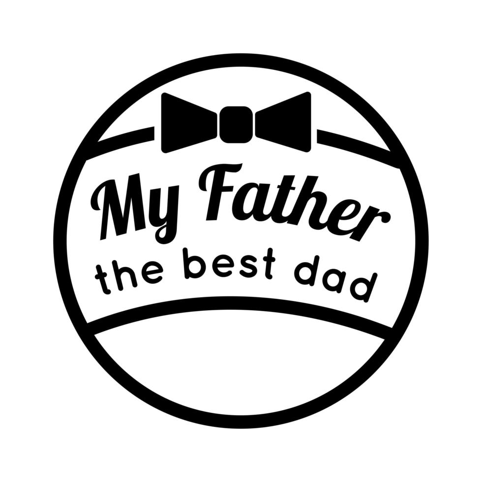 Happy Fathers Day Seal mit Bowtie Line Style Icon vektor