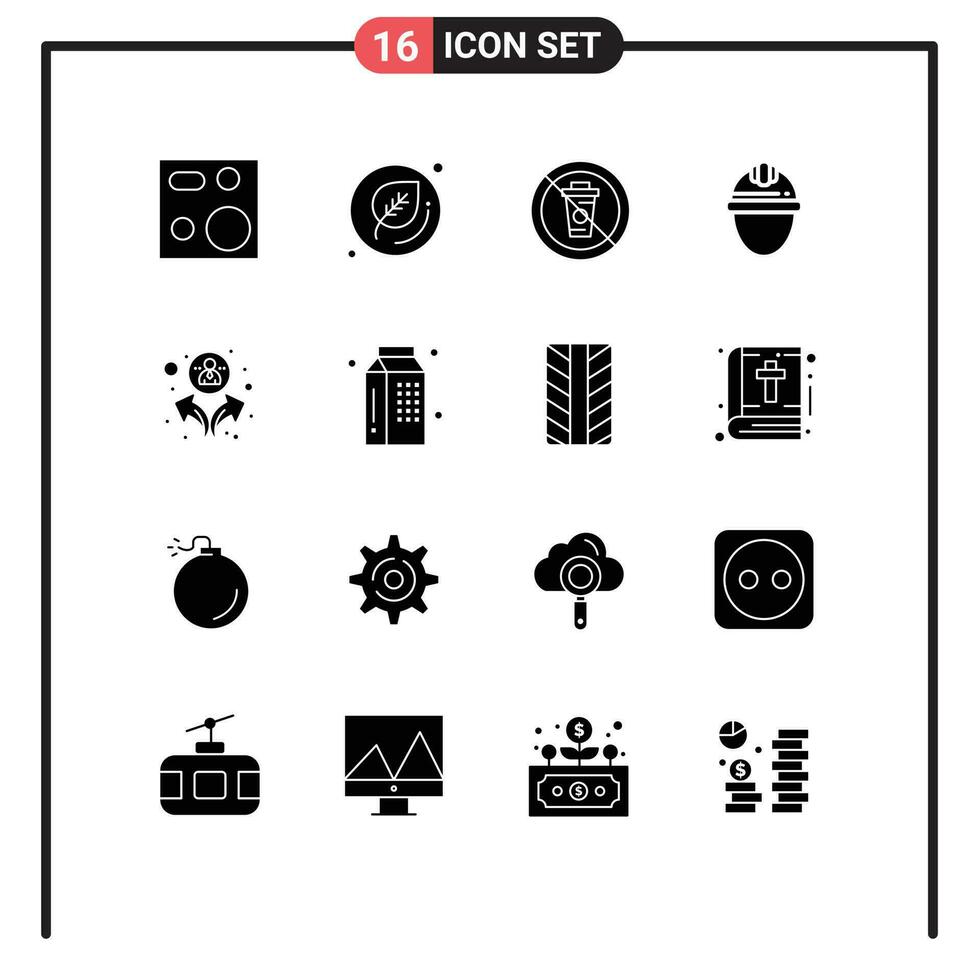 16 kreativ ikoner modern tecken och symboler av arbetskraft hjälm och dag restaurang redigerbar vektor design element