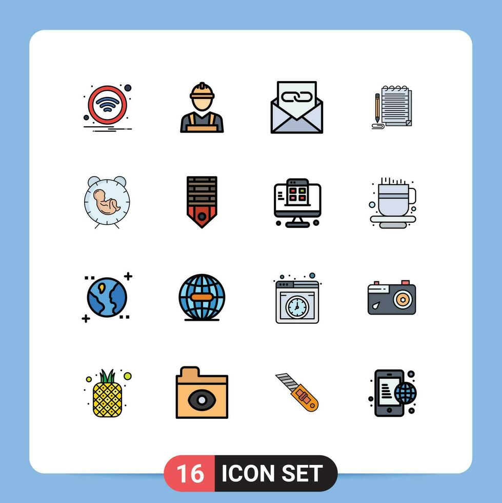 16 kreativ ikoner modern tecken och symboler av leverans vaddera kommunikation anteckningsbok kuvert redigerbar kreativ vektor design element