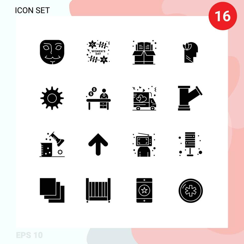 16 kreativ Symbole modern Zeichen und Symbole von Rahmen Zahnräder Lesezeichen Kopf Entspannung editierbar Vektor Design Elemente